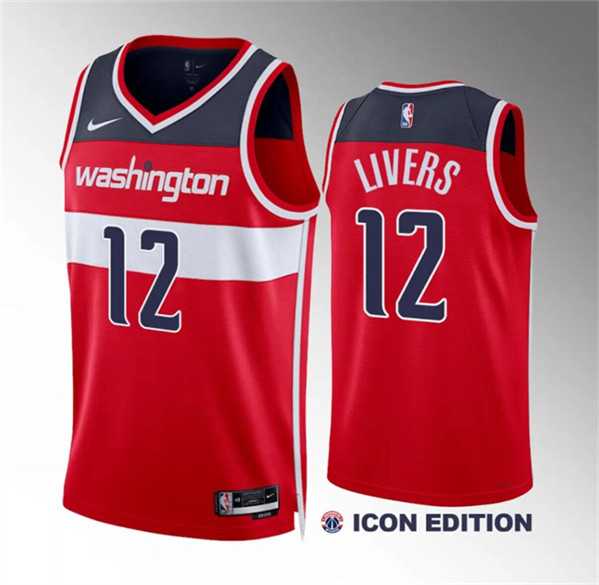 Mens Washington Wizards #12 Isaiah Livers Red Icon Edition Stitched Basketball Jersey Dzhi->->NBA Jersey